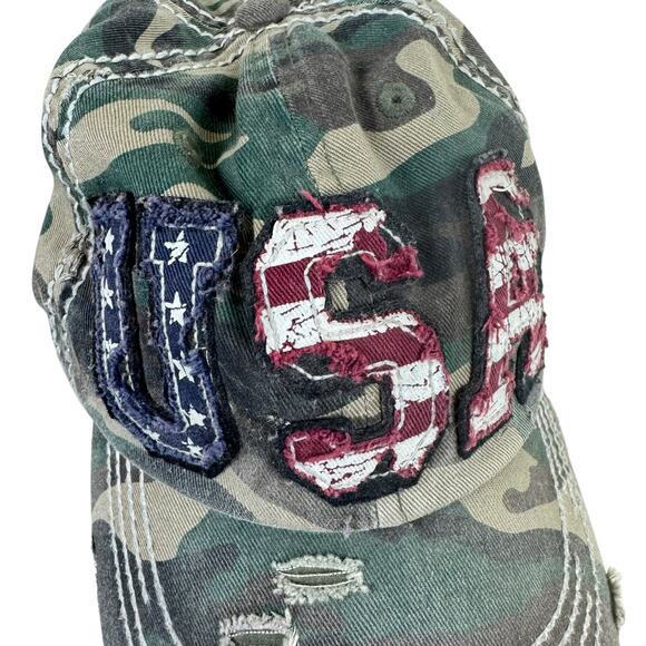 KBETHOS Vintage Green Camo USA Patch Baseball Cap Hat - Picture 2 of 5